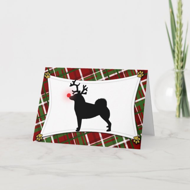 Norweger Buhund Ren-Weihnachtskarte Feiertagskarte (Vorderseite)