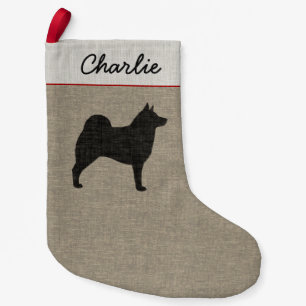 Norweger Elkhound HundeSilhouette Elkie Feiertag Kleiner Weihnachtsstrumpf