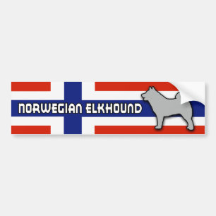 Norweger Elkhound mit Flagge Autoaufkleber