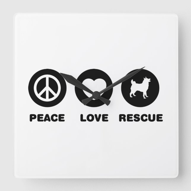 Norweger Elkhound Quadratische Wanduhr (Vorderseite)