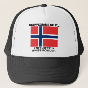Norweger machen es... Knie-tief im weißen Pulver Truckerkappe