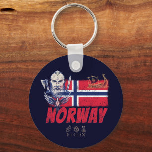 Norweger Wikinger Vintage-Flagge und Schiff-Souven Schlüsselanhänger