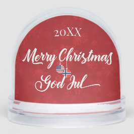 Norwegian American Merry Christmas God Jul Schneekugeln