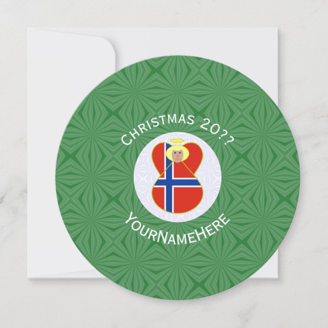 Norwegian Angel Flag Christmas Personalize Round Einladung (Vorderseite)