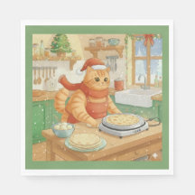 Norwegian Cat Making Christmas Lefse, Napkins