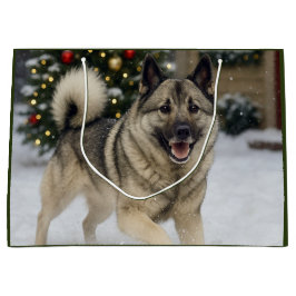 Norwegian Elkhound Holiday  Große Geschenktüte