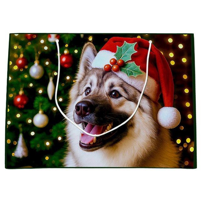 Norwegian Elkhound Holiday  Große Geschenktüte (Vorderseite)