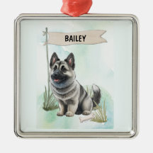 Norwegian Elkhound Watercolor Personalized Dog