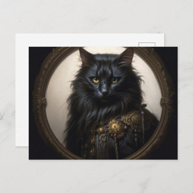 Norwegian Forest Black Cat Postkarte (Vorne/Hinten)