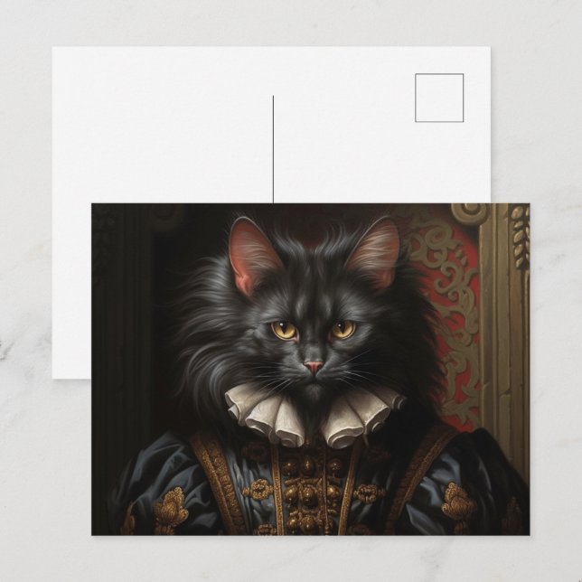 Norwegian Forest Black Cat Postkarte (Vorne/Hinten)