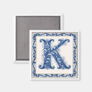 Norwegian Heritage K Monogramm - Blau Magnet