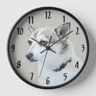 Norwegian Lundehund Gemälde - Originale Hundekunst Uhr