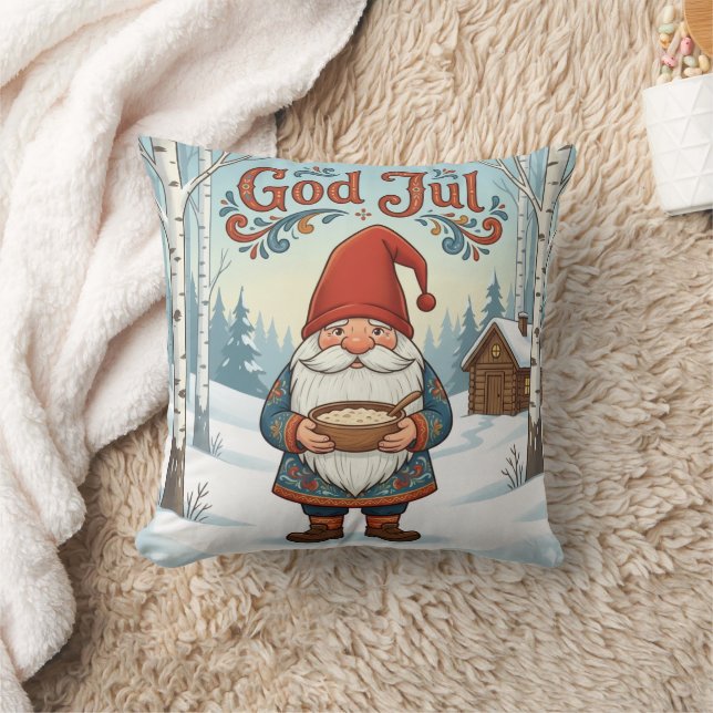 Norwegian Nisse God Jul Christmas Throw Pillow Kissen (Decke)