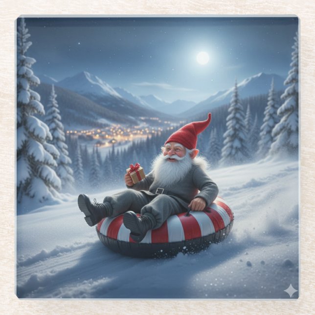 Norwegian Nisse Sledding, Coaster Glasuntersetzer (Vorderseite)