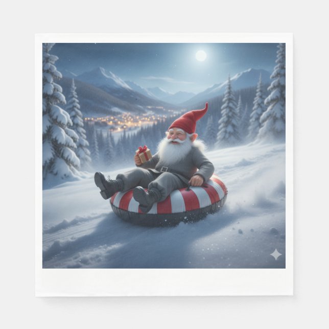 Norwegian Nisse Sledding, Napkins Serviette (Vorderseite)