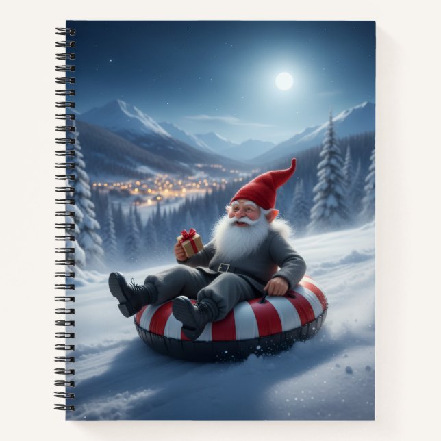 Norwegian Nisse Sledding, Notebook Notizbuch (Vorderseite)