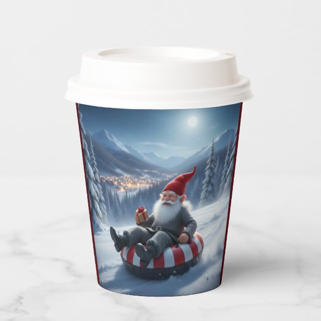 Norwegian Nisse Sledding, Paper Cups Pappbecher (Vorderseite)