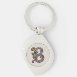 Norwegian Rosemaling Anfangsbuchstabe B, Metall-Sc Schlüsselanhänger