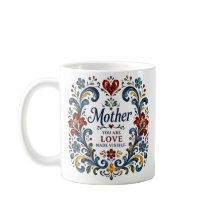 Norwegian Rosemaling Mutter Tasse – Elegantes Blum