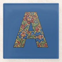 Norwegian Rosemaling Norway Initial Coaster