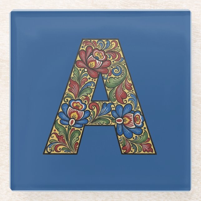 Norwegian Rosemaling Norwegen Anfangsuntersetzer Glasuntersetzer (Vorderseite)