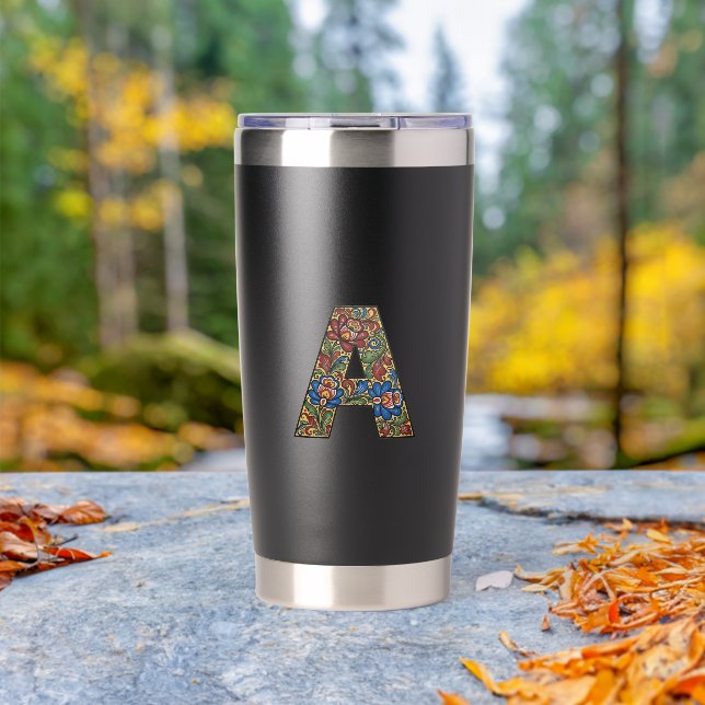 Norwegian Rosemaling Norwegen Initiale A Becher (Außenbereich (gedreht))
