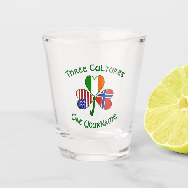 Norwegisch-amerikanisches Kleeblatt Personalisiert Schnapsglas (Vorderseite)