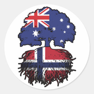 Norwegisch Australien Tree Roots Runder Aufkleber