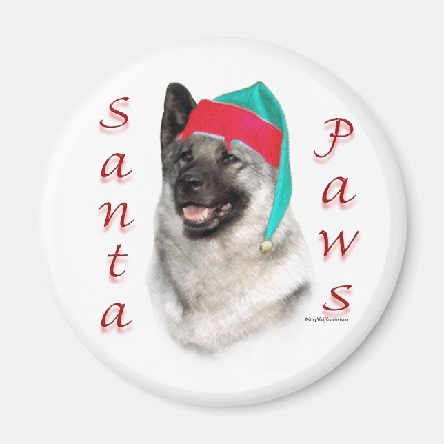 Norwegisch Elkhound Santa Paws Magnet (Vorne)