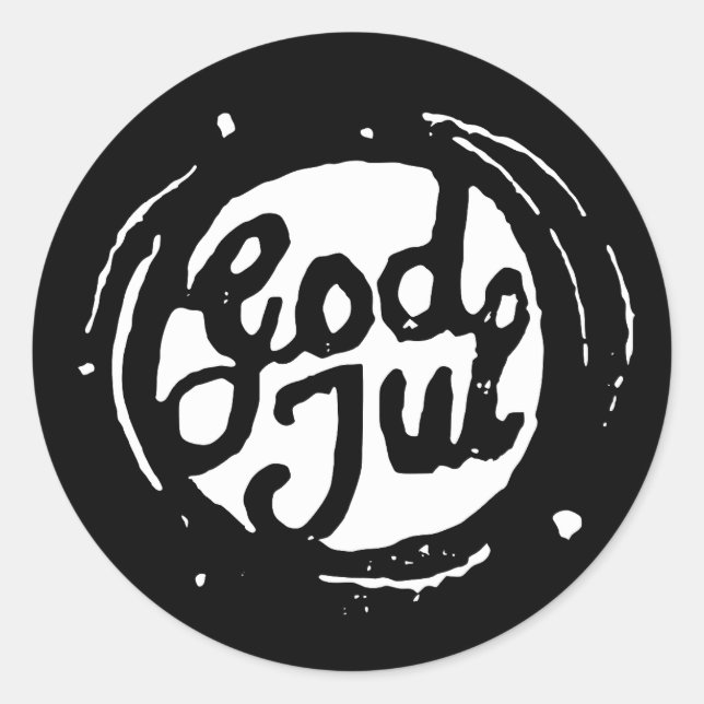 Norwegisch "Frohe Weihnachten" Lino Print Sticker (Vorderseite)