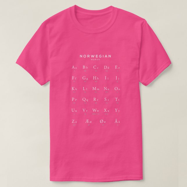 Norwegische Alphabet Chart Norwegen Sprachdiagramm T-Shirt (Design vorne)