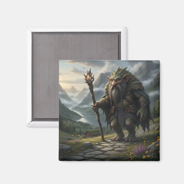 Norwegische Bergtroll-Folklore-Kunst Magnet (Vorderseite/Rückseite)