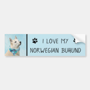 Norwegische Buhund-Malerei - Niedliche Original Hu Autoaufkleber