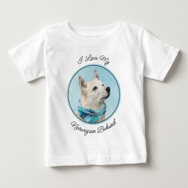 Norwegische Buhund-Malerei - Niedliche Original Hu Baby T-shirt (Vorderseite)
