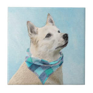 Norwegische Buhund-Malerei - Niedliche Original Hu Fliese