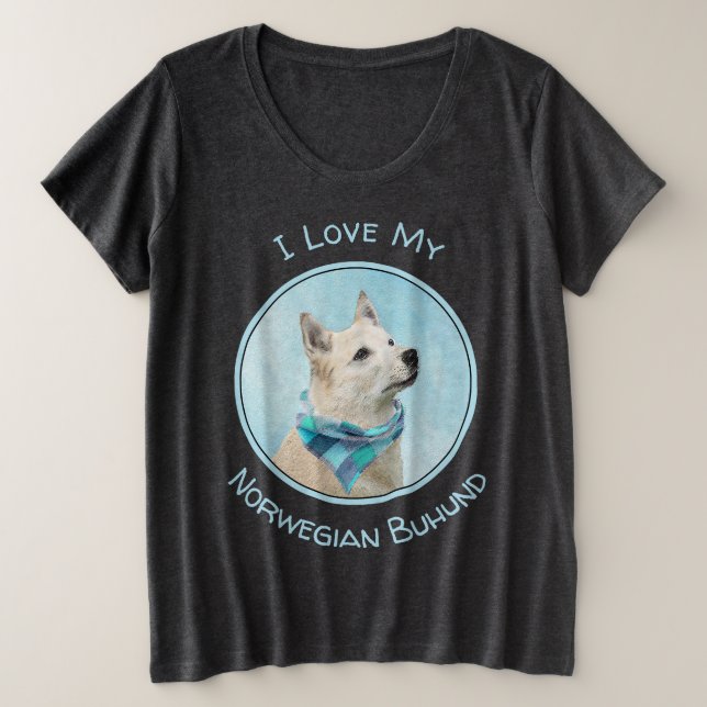 Norwegische Buhund-Malerei - Niedliche Original Hu Große Größe T-Shirt (Design vorne)