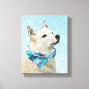 Norwegische Buhund-Malerei - Niedliche Original Hu Leinwanddruck