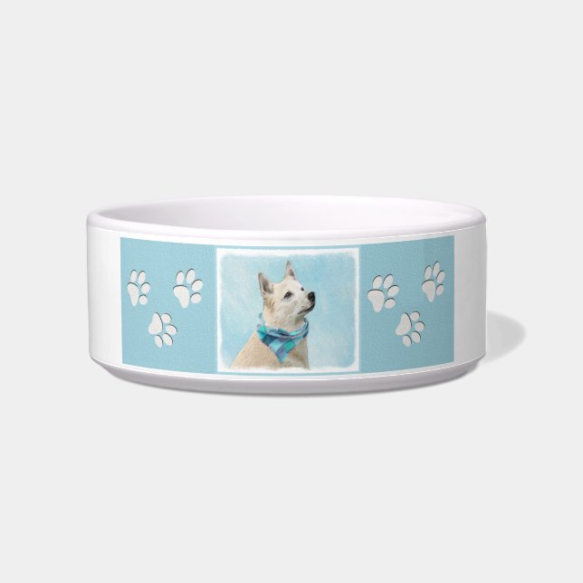 Norwegische Buhund-Malerei - Niedliche Original Hu Napf (Rechts)