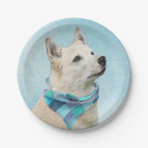 Norwegische Buhund-Malerei - Niedliche Original Hu Pappteller