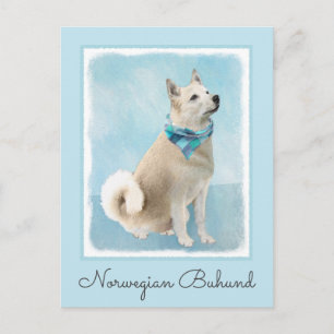 Norwegische Buhund-Malerei - Niedliche Original Hu Postkarte