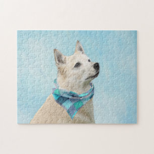 Norwegische Buhund-Malerei - Niedliche Original Hu Puzzle