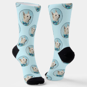 Norwegische Buhund Malerei Wheaten Original Hunde  Socken