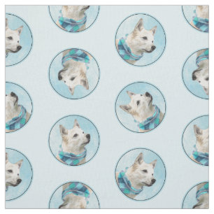 Norwegische Buhund Malerei Wheaten Original Hunde  Stoff