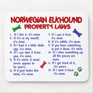 NORWEGISCHE ELKHOUND Eigentums-Gesetze 2 Mousepad
