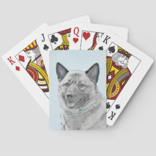 Norwegische Elkhound-Malerei - Original Hundekunst Spielkarten