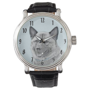 Norwegische Elkhound-Malerei - Original Hundeschic Armbanduhr