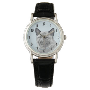 Norwegische Elkhound-Malerei - Original Hundeschic Armbanduhr