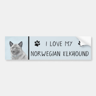 Norwegische Elkhound-Malerei - Original Hundeschic Autoaufkleber