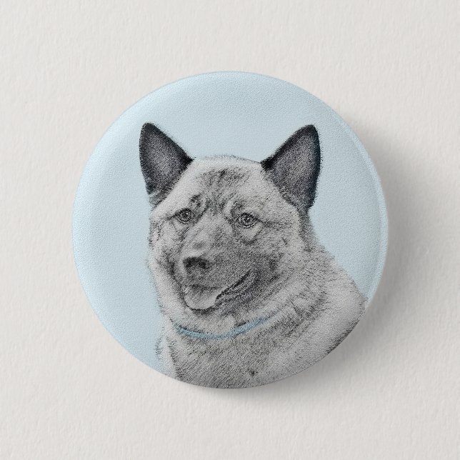 Norwegische Elkhound-Malerei - Original Hundeschic Button (Vorderseite)