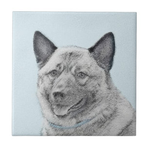 Norwegische Elkhound-Malerei - Original Hundeschic Fliese